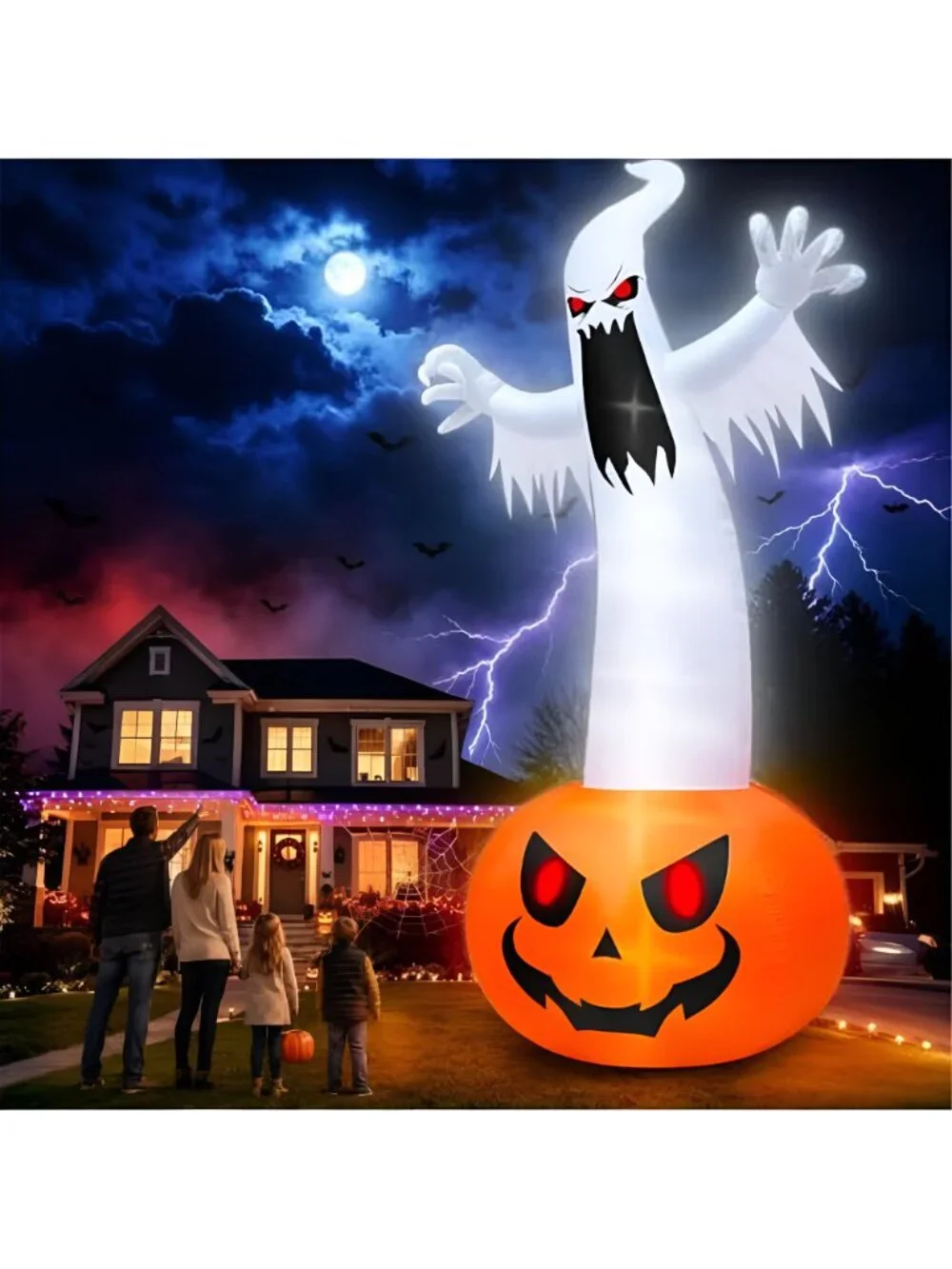 Super Giant 20 FT Halloween Inflatables Pumpkin Ghost Outdoor Decorations